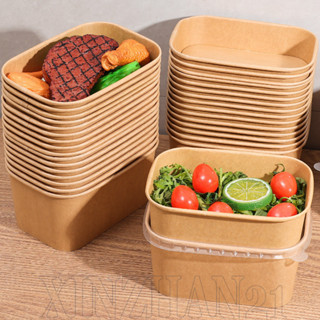 10 件一次性食品盒 - 帶蓋午餐碗 - 水果儲存容器 - 牛皮紙便當盒 - 快餐包裝盒 - 野餐餐盒 - 環保防漏