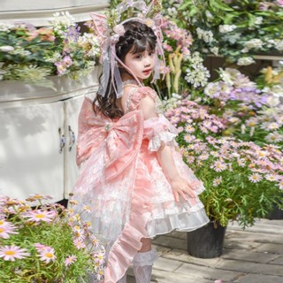 25-05 新品直髮 熱賣 女童2025夏公主裙新款洋氣蘿莉塔洋裝兒童生日禮服花仙子蓬蓬裙