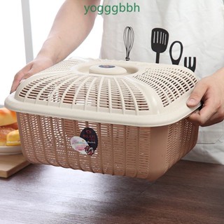 滿199出貨√√帶蓋家用瀝水籃饅頭筐洗菜盆塑膠水果盤子廚房收納籃裝碗櫃多功能√√熱賣