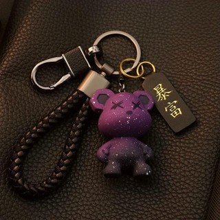 鑰匙扣 Key Chain 高檔小熊男女鑰匙鏈情侶卡通可愛星空汽車鑰匙扣吊飾鑰匙圈鎖匙扣現貨 熱賣 25-5-19