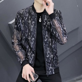 新款夏季男士防紫外線外套 夏季韓版潮流防曬服外穿鏤空夾克 外穿潮流薄外套 男生外套
