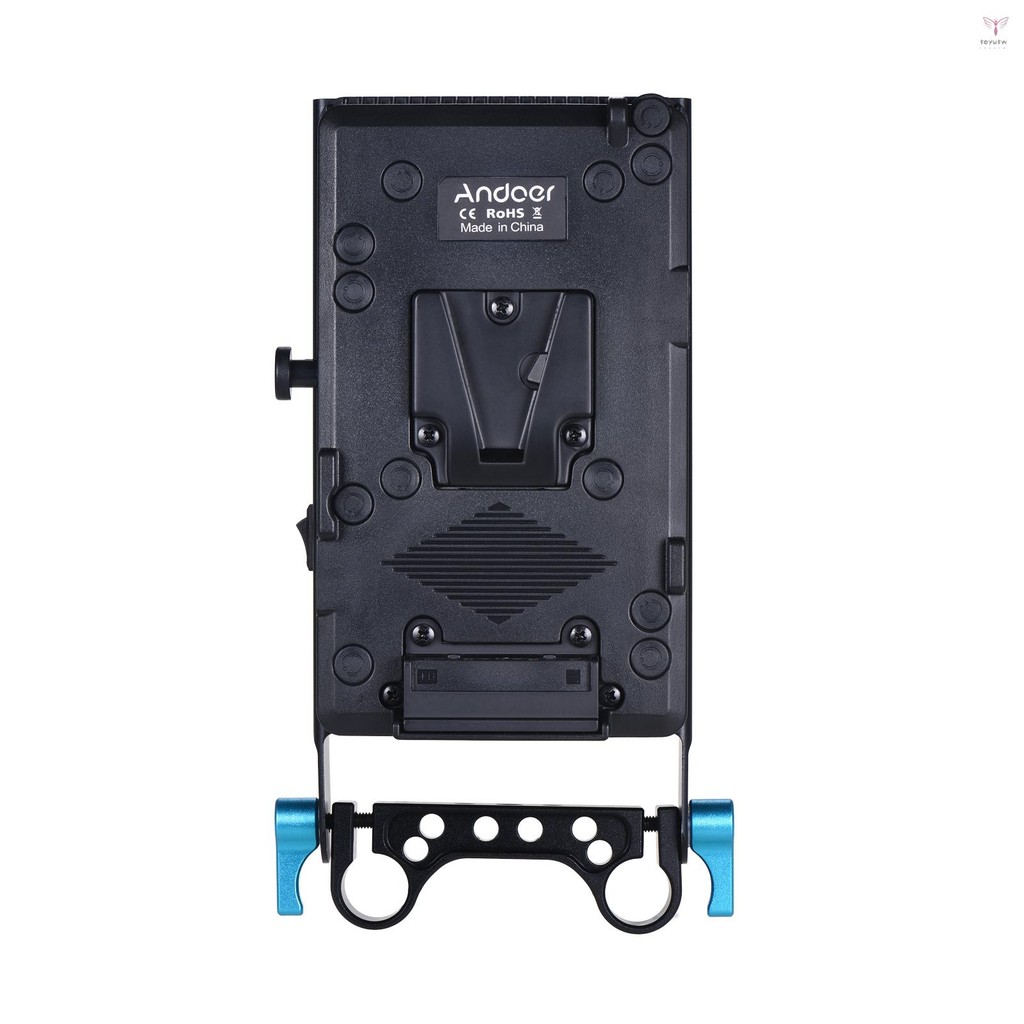 Andoer V Mount V-lock 電池板適配器,帶 15mm 雙孔桿夾 LP-E6 用於 BMCC BMPCC