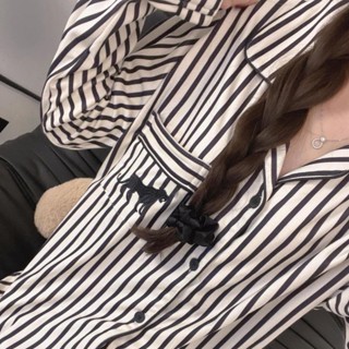 【有幸時光】ins可愛條紋黑豹德絨睡衣女春秋冬季加絨加厚保暖美少女居家服套裝