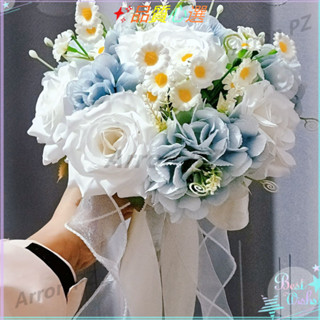 臺灣出貨💐新款高階森系 新娘結婚手捧花 小紅書領證同款清新玫瑰韓式模擬花束 拍照手捧花 PZ