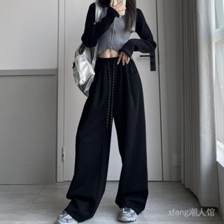 收藏衛褲[]顯瘦加厚寬鬆運動人衛褲高級感春秋女2027休閒抽繩新款加絨運動高腰