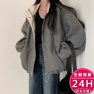 【梨卡】隔日到貨 女裝 外套 毛呢 復古翻領外套 寬鬆毛呢 休閒外套大衣 秋冬外套 保暖大衣 WT278【現貨24H】