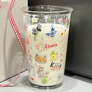 🚀臺灣出貨🚀 【店鋪熱銷】塗鴉杯子ins高顏值玻璃杯可愛咖啡牛奶果汁水杯宿舍家用款