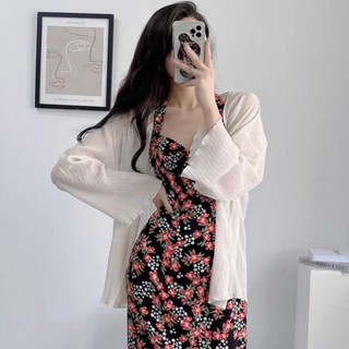 現貨.短版襯衫 韓版超仙雪紡防曬衣女夏季長袖設計感小眾小外套外套薄款披肩防曬衫 透膚上衣 雪紡女生韓版上衣 棉麻襯衫 襯