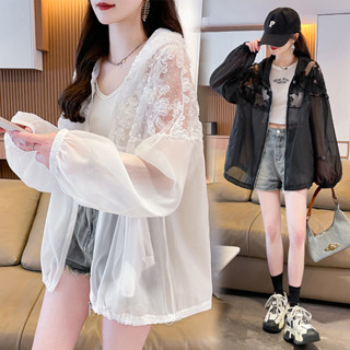 胖胖美依外套 S-2XL 防曬衣 冷氣衫蕾絲連帽外套女夏季歐洲站大尺碼上衣新款薄防曬衣 NE259 2557