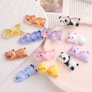12 件裝可愛 Papa Naimlas Rabbit Panda Bear 樹脂吊飾,適合 DIY (9-336)
