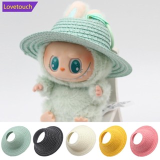 Lovetouch 娃娃草帽適用於娃娃屋微型 17 釐米 Labubu 拼色帽子卡哇伊可愛娃娃配件兒童女孩玩具 J4O3