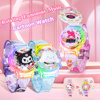三麗鷗 Kuromi 兒童夜光音樂手錶 Melody 糖果色兒童手錶閃光時鐘 LED 玩具手錶生日