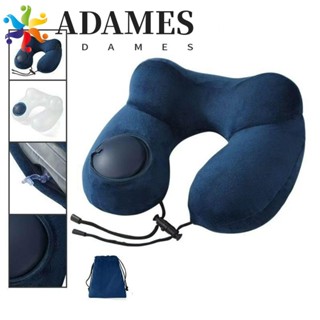 ADAMES充氣旅行枕,U型柔軟的按壓讓枕頭充氣,方便的手壓折疊式便攜的頸部支撐墊車