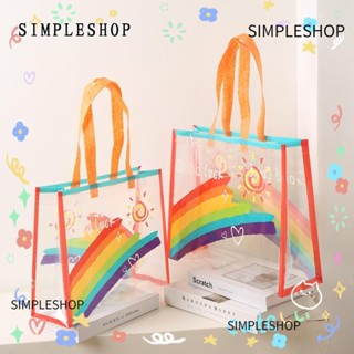 SIMPLESHOP 手提包,PVC 防水彩虹單肩包,大容量購物袋手提包露營