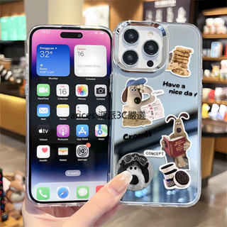 看報掌門狗iphone16ProMax手機殼15創意14防摔13pro情侶12pro硬殼11pro全包XR鏡面保護殼XS