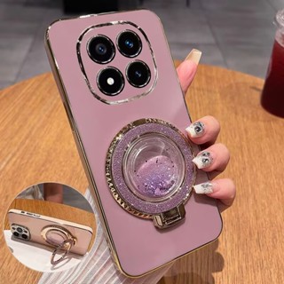 適用於紅米 Redmi Note 14 Pro+ Pro Plus 5G 手機殼 電鍍手機殼帶流沙環支架保護鏡頭防摔軟殼
