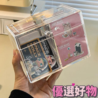 限時特惠🔥小卡收納盒 卡片展示盒 分格 透明亞剋力收納盒 桌麵整理 卡膜卡套 愛豆收納 卡套盒 防塵防水保護