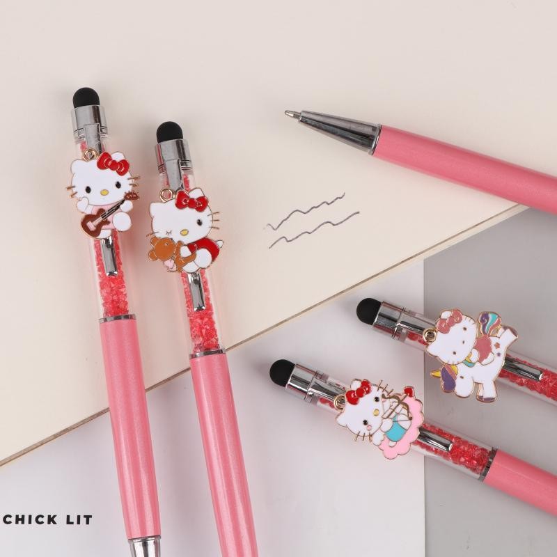 華麗卡哇伊卡通 Hello Kitty 中性筆可愛 KT 貓按筆 ck 中性筆學生文具用品可愛禮物新品