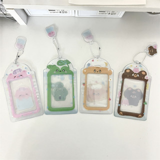 🍀臺灣現貨🍀小卡卡套大頭貼卡套可愛動物塑3寸pvc卡套能放硬卡套卡套小卡校園公交飯卡收納包掛件