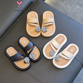 【YAOEENH】15-21CM 夏季女童公主夾趾拖鞋 中大童軟底防滑沙灘鞋外穿 現貨 快遞出貨