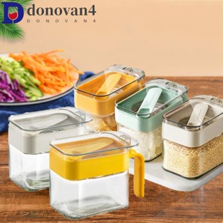 DONOVAN玻璃調味盒,密封防塵的調味罐,多功能的防潮節省空間附湯匙和手柄香料容器廚房