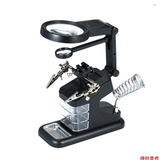 多功能焊接放大鏡 3X/4.5X/25X LED 燈檯式放大鏡 USB 埠焊接支架維修工具放大鏡