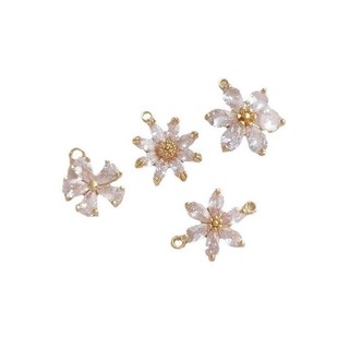 Ala-甜美銅包14K金保色鋯石吊墜小雛菊花形吊墜手工diy雙吊首飾品