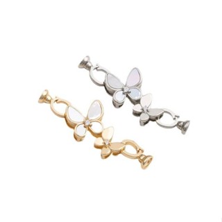 宏雲Hongyun-Ala新品-保色14k包金天然白蝶貝雙蝴蝶雙頭扣diy手工珍珠項鍊毛衣鏈連接扣