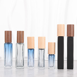 5ml 10ml 20ml 香水分裝瓶高階便攜式玻璃噴霧瓶四方圓柱空瓶胡桃木櫸木蓋