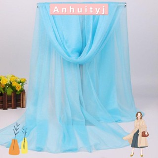 ANHUITYJ真絲圍巾,輕量級抗紫外線披肩,夏季軟透氣透明包裹對於女性