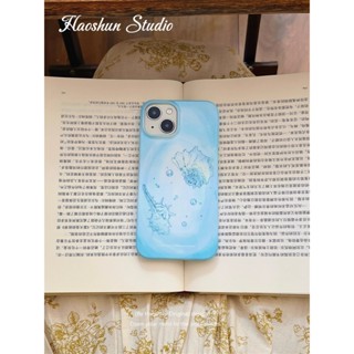 藍色海洋貝殼手機保護殼適用於 iPhone 12Pro 14 16Pro 13ProMax XSMAX 15Pro 8p