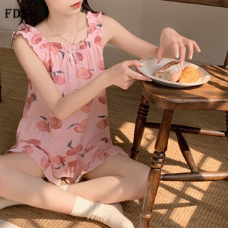 吊帶套裝泡泡皺布夏季新款睡衣女休閒ins可愛甜美家居服