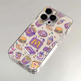 卡通漢堡薯條手機殼適用於 iPhone 16 15 14 13 12 11 Pro Max XR X XS Max 7