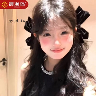免運爆款🎇黑色絲絨蝴蝶結髮夾氣質在逃公主減齡少女感對夾側邊夾子髮飾園藝