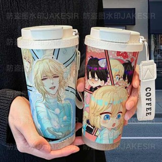 保溫杯 陶瓷保溫杯 咖啡保溫杯 人魚陷落可愛周邊保溫杯不鏽鋼學生高顏值吸管雙飲大容量咖啡水杯