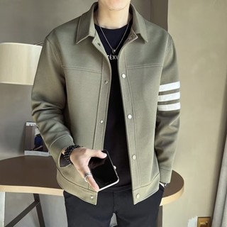 韓版 痞帥拼色夾克外套 潮牌男士 高階感潮 流休閒百搭帥氣秋冬季男裝