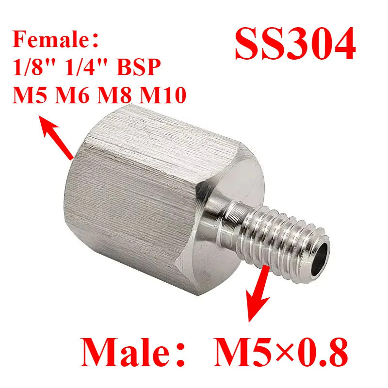 M5×0.8內外螺紋變徑接頭 適用M5、6mm、8mm、10mm、1/8"、1/4" BSP 壓力錶轉接頭
