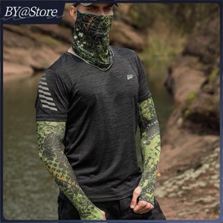 臺灣發貨☀️免運 【全天候防護】防曬手套釣魚冰絲袖套護臂男戶外透氣手套指長袖套護袖男面罩套裝