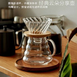 手沖壺 手沖壺嘴 咖啡手沖壺 雲朵咖啡分享手衝壺高硼矽玻璃煮咖啡壺耐熱玻璃壺帶刻度V60濾杯