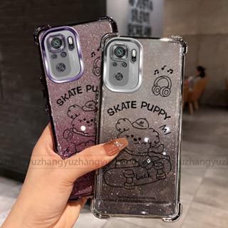 Redmi Note 10 Pro 4G Note 10 5G手機殼滑板車小狗四角閃光紙矽膠TPU透明軟殼HBC手機殼
