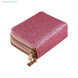 JEREMY女款卡包,奢侈品雙拉鍊星光閃閃的錢包,零錢包多卡插槽身份證銀行信用卡手風琴卡夾女士
