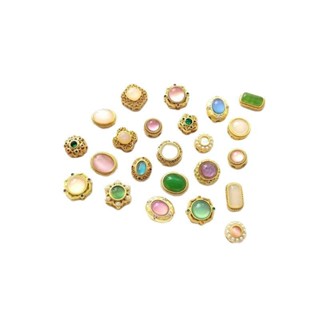 宏雲Hongyun-Ala新品-啞金色保色鑲嵌貓眼石隔珠仿碧玉轉運珠手工diy手鏈項鍊飾品配件