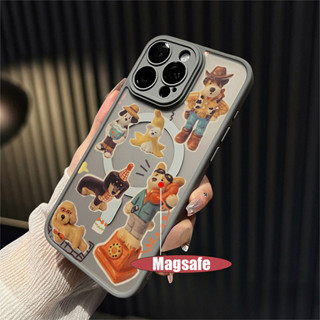 HP Iphone 15 promax 手機殼可愛卡通人物插圖相機支援無線充電 magsafe 硬磨砂手機殼適用於 11