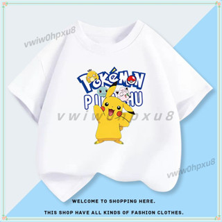 ✨臺灣出貨👕2025新款 皮卡丘上衣 兒童短袖t恤 夏季純棉 中大童上衣 卡通印花 純棉180g 夏裝上衣 圓領T恤