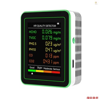 6 合 1 空氣質量監測儀多功能二氧化碳檢測儀壁掛式空氣質量測試儀,適用於 PM2.5 PM10 CO CO2 HCHO