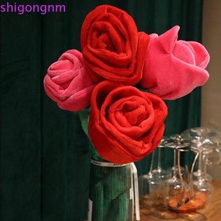 SHIGONG玫瑰花花束,DIY自創窗簾卡扣人造花枝,手工禮品紅色的時尚模擬毛絨玫瑰情人節