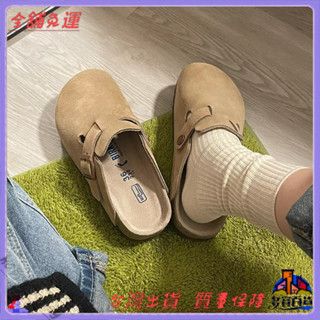 📜可開發票+免運費📢真皮牛皮半拖勃肯鞋女2025新款夏季外穿勃肯鞋一腳蹬懶人鞋春鞦包