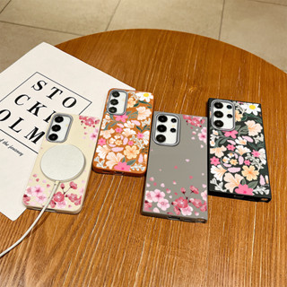SAMSUNG 三星 Galaxy S23 S25Ultra S22 S24Plus S21FE 漂桃花磁性皮革方形手機