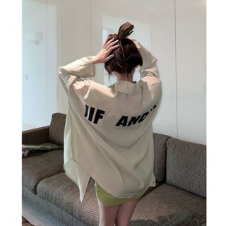 4034人收藏法式polo領長袖襯衫女寬鬆字母中長款設計感小眾防曬小外套上衣5.9a