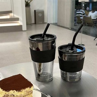 水壺 冷水壺 咖啡杯便攜式玻璃水杯高檔精緻牛奶杯顏值高家用隨行杯外帶吸管杯